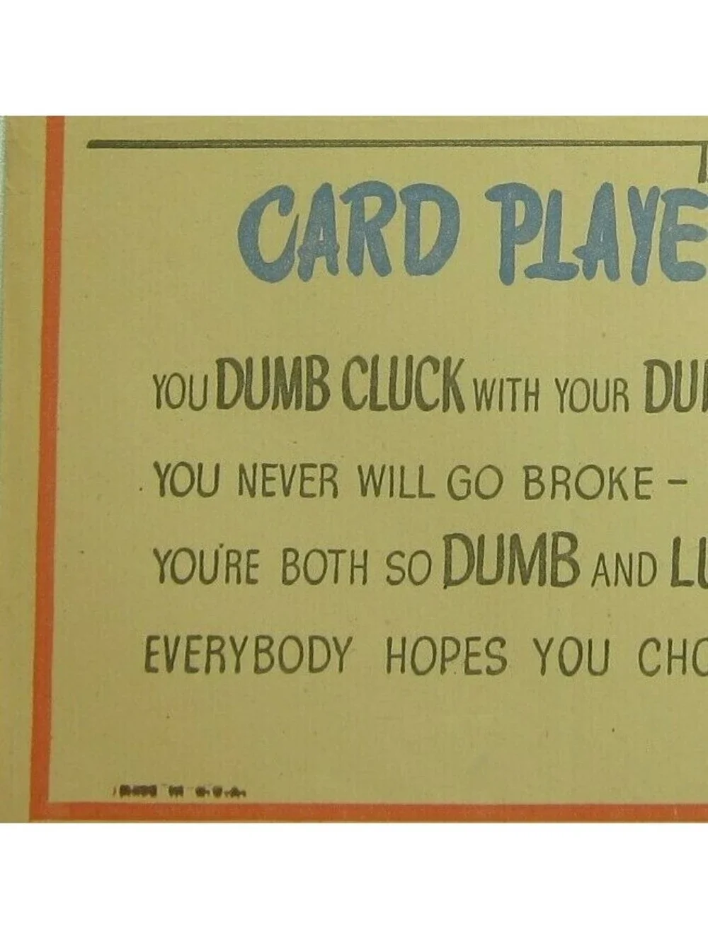 Vintage Vinegar Valentine Card Player Penny Dreadful Sarcasm Insult Ephemera